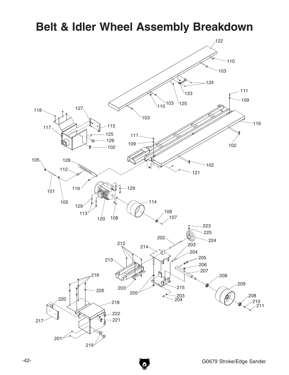 Belt & idler wheel assembly breakdown | Grizzly G0679 User Manual | Page 3 / 11