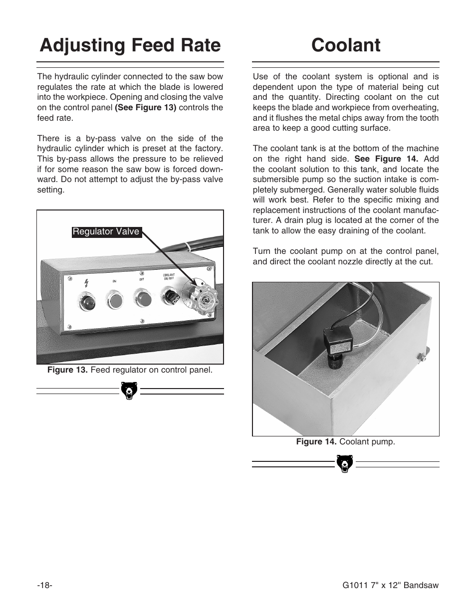 Adjusting feed rate, Coolant | Grizzly G1011Z User Manual | Page 19 / 41