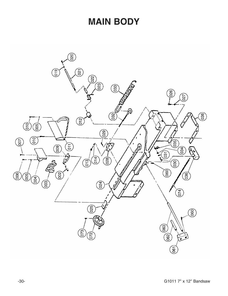 Main body | Grizzly G1011Z User Manual | Page 31 / 41