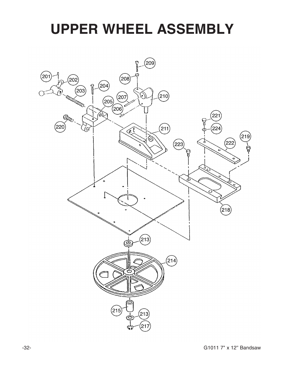 Upper wheel assembly | Grizzly G1011Z User Manual | Page 33 / 41