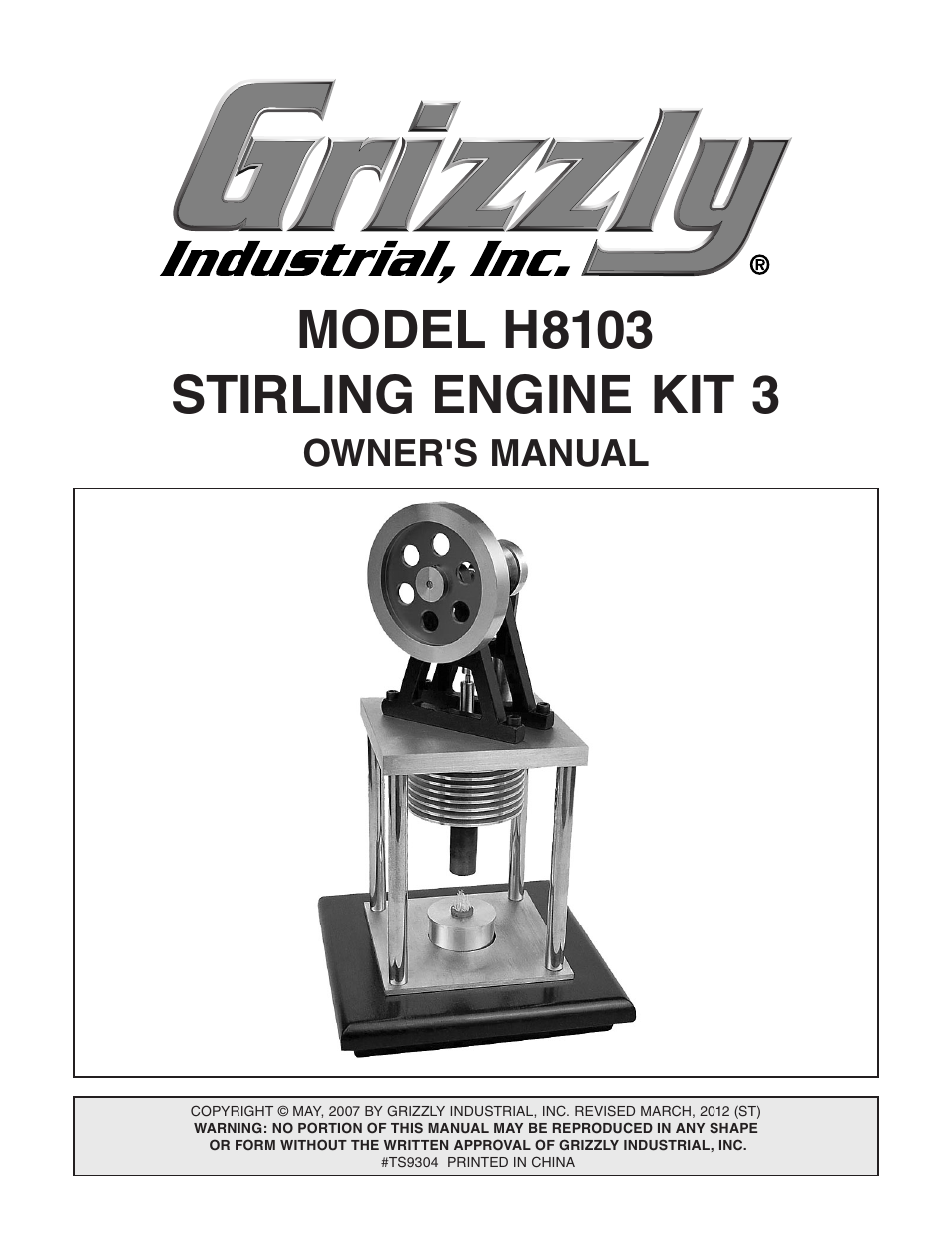 Grizzly STIRLING ENGINE KIT 3 H8103 User Manual | 28 pages