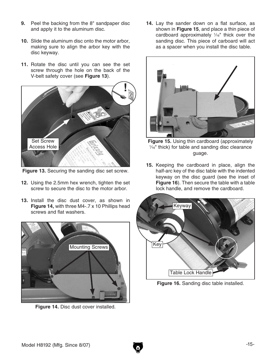 Grizzly H8192 User Manual | Page 17 / 36