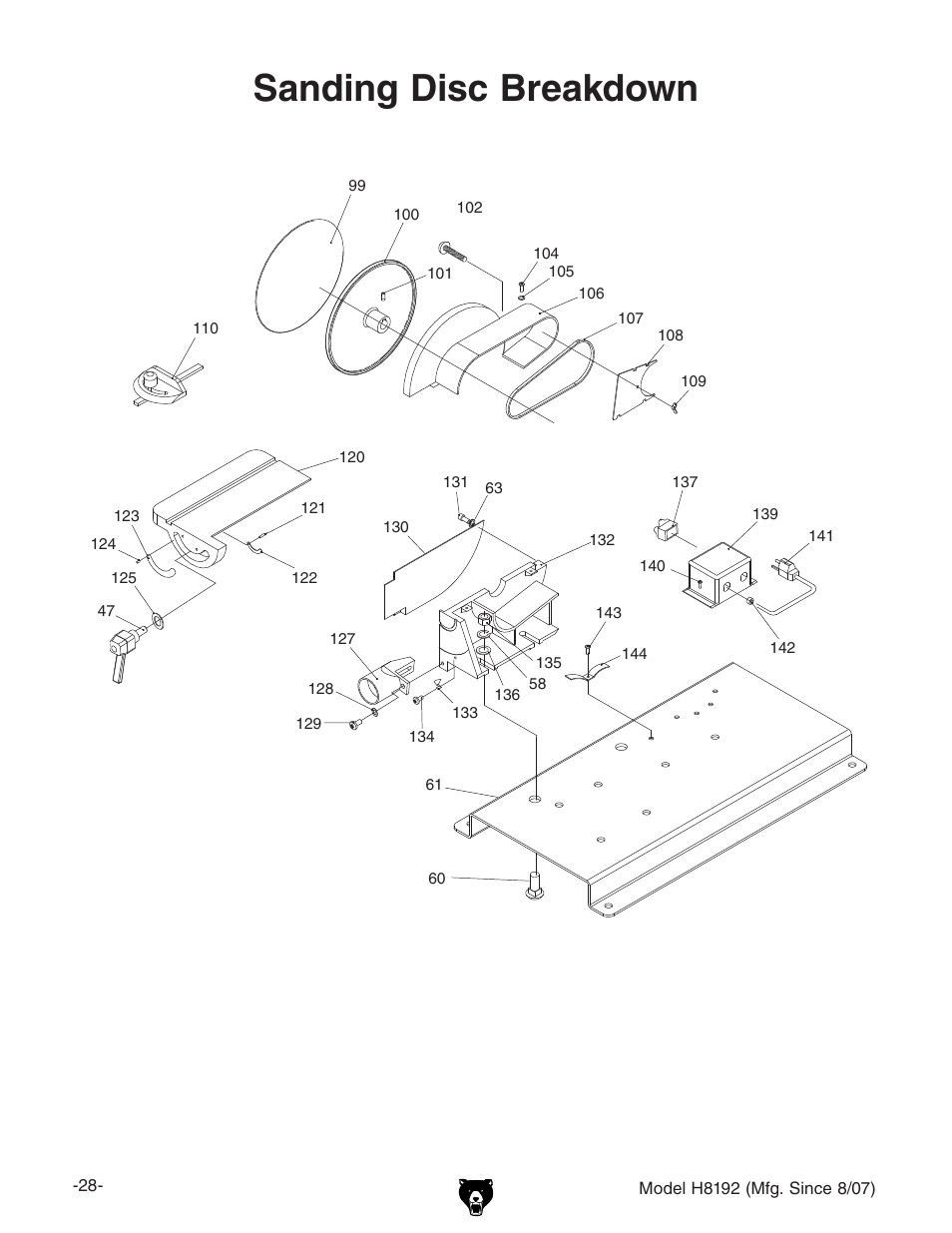 Sanding disc breakdown | Grizzly H8192 User Manual | Page 30 / 36