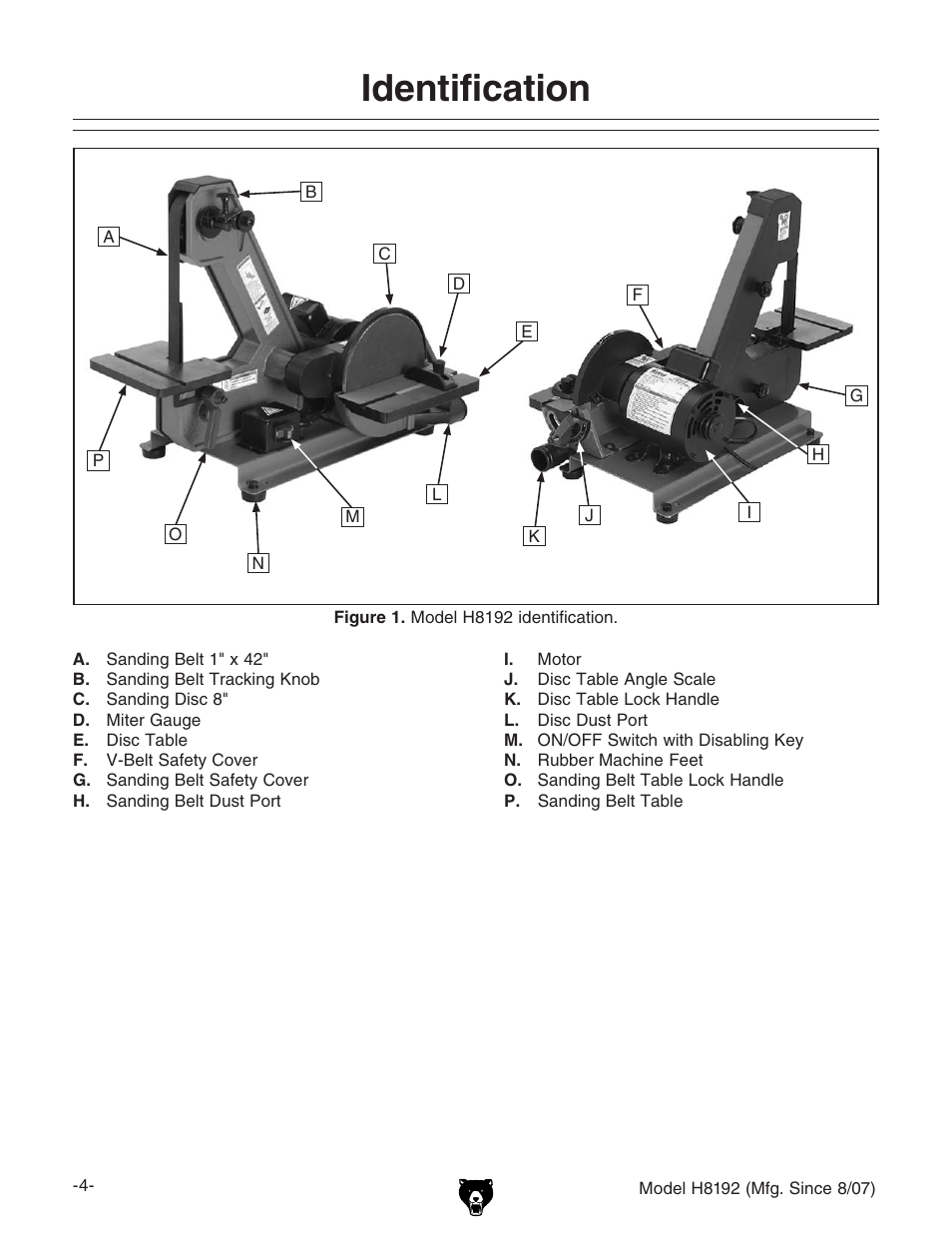 Identification | Grizzly H8192 User Manual | Page 6 / 36