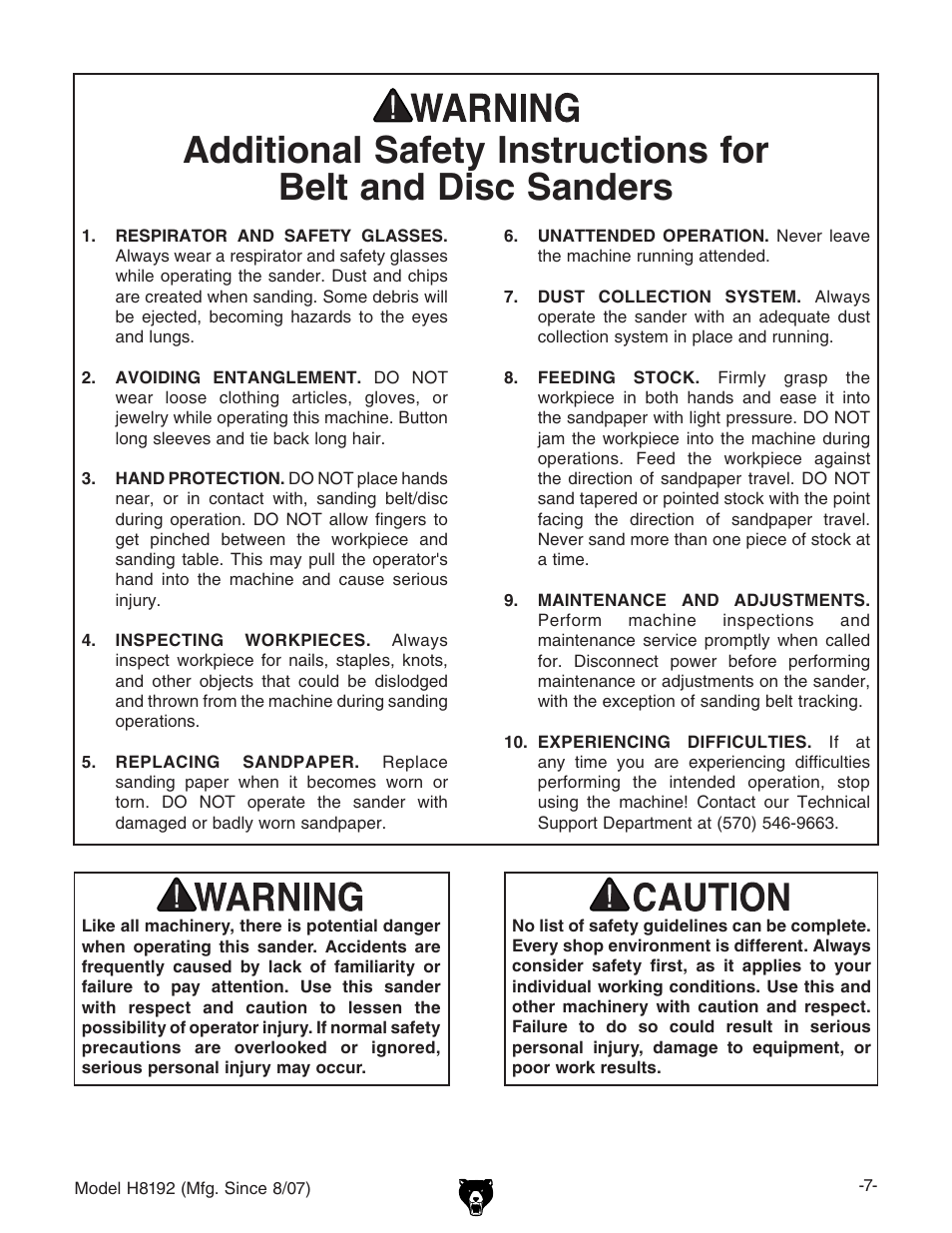 Grizzly H8192 User Manual | Page 9 / 36