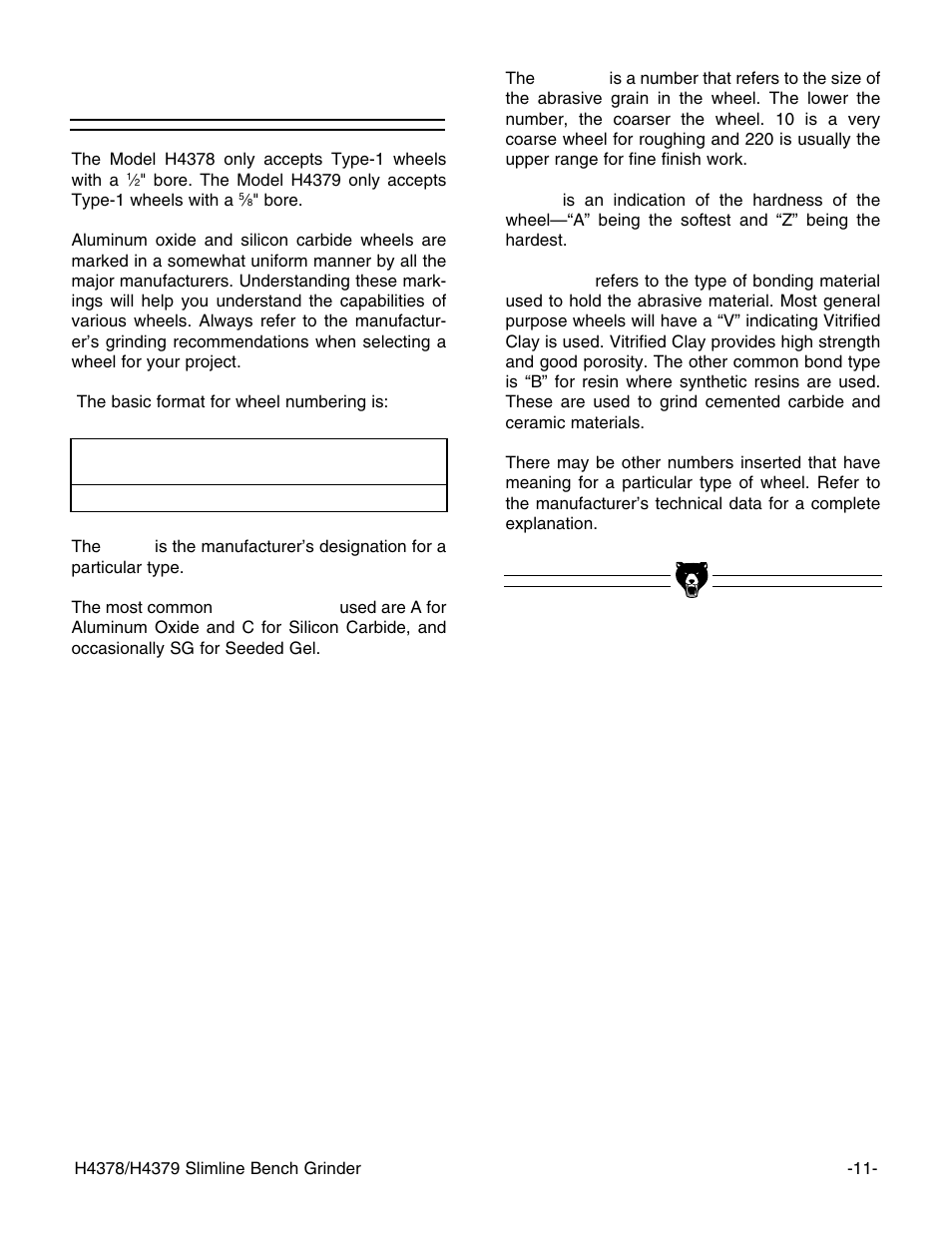 Wheel selection | Grizzly H4378 User Manual | Page 13 / 28