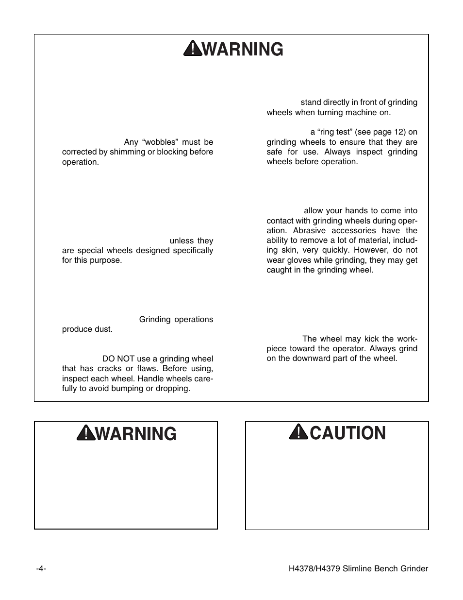 Additional safety instructions for grinders | Grizzly H4378 User Manual | Page 6 / 28