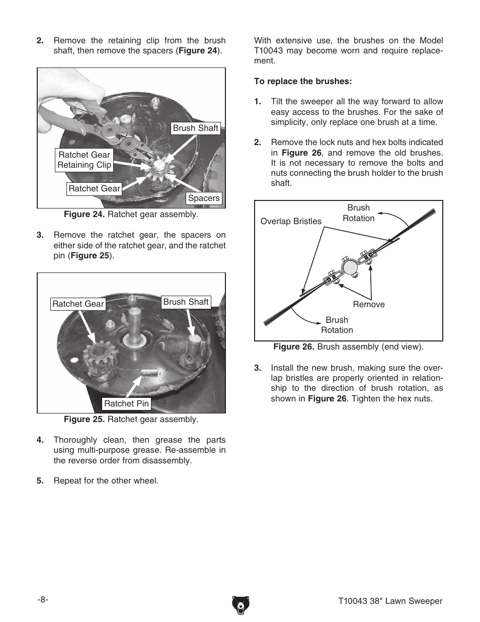 Grizzly 38" LAWN SWEEPER T10043 User Manual | Page 8 / 10