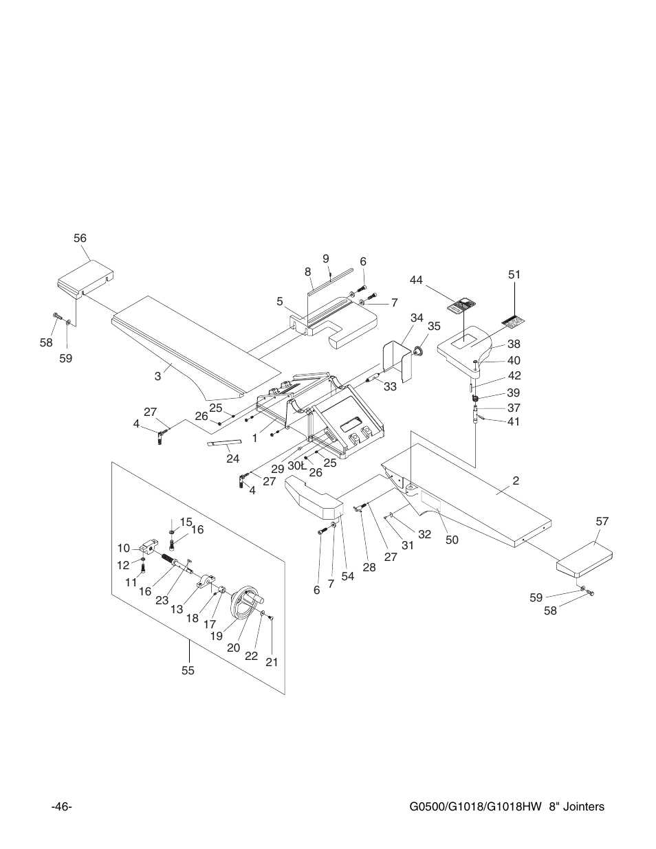 G0500 | Grizzly 8" Jointer G0500 User Manual | Page 48 / 72