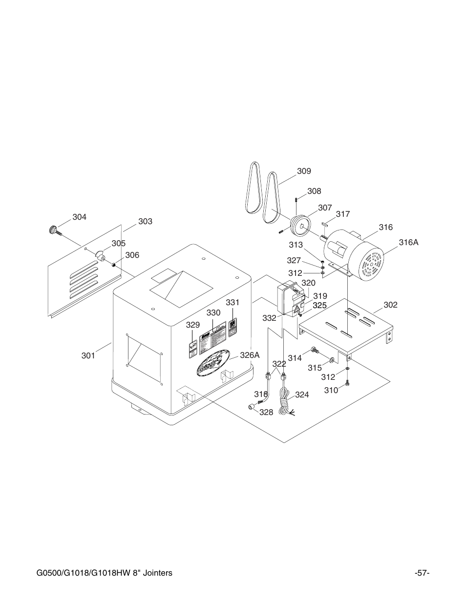 G1018 | Grizzly 8" Jointer G0500 User Manual | Page 59 / 72