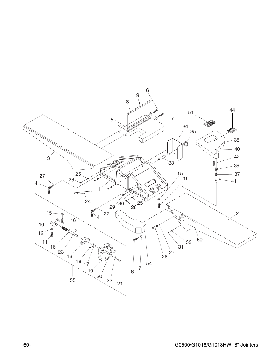 G1018hw | Grizzly 8" Jointer G0500 User Manual | Page 62 / 72