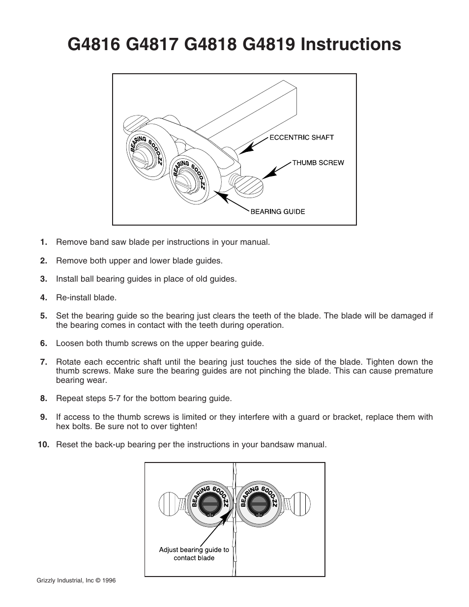 Grizzly G4818 User Manual | 1 page