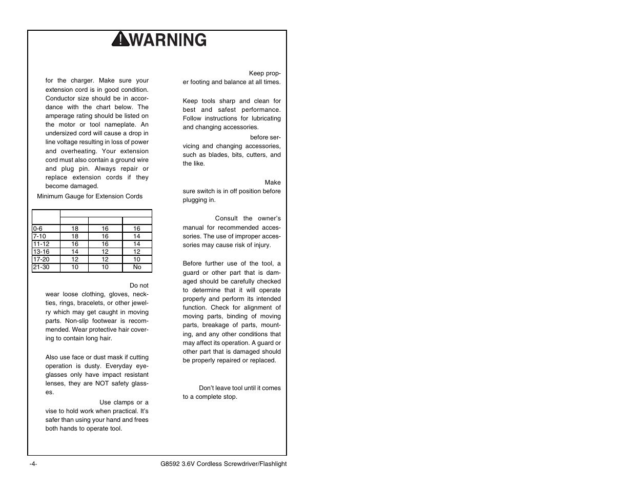Safety instructions for power tools | Grizzly Model G8592 User Manual | Page 4 / 12