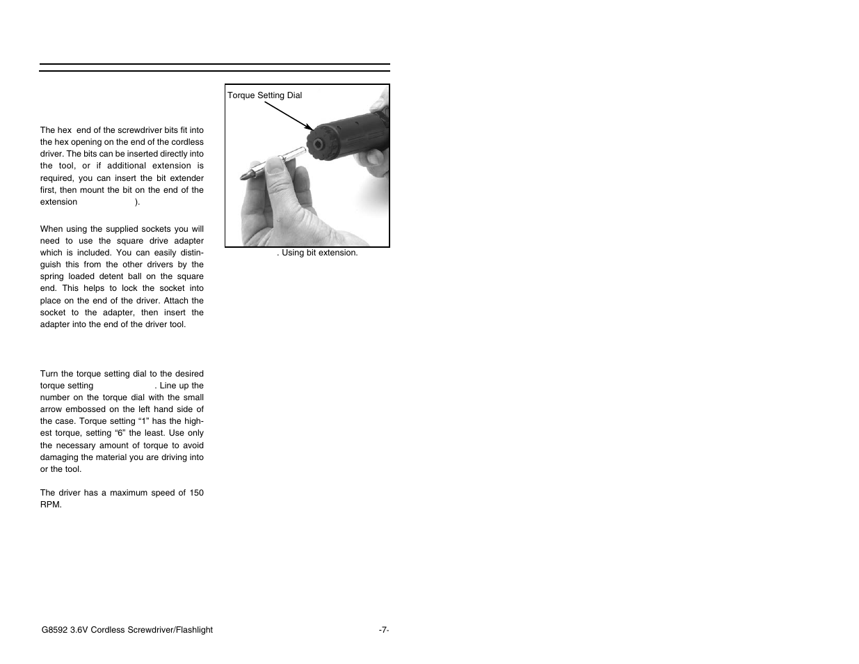 Operation | Grizzly Model G8592 User Manual | Page 7 / 12