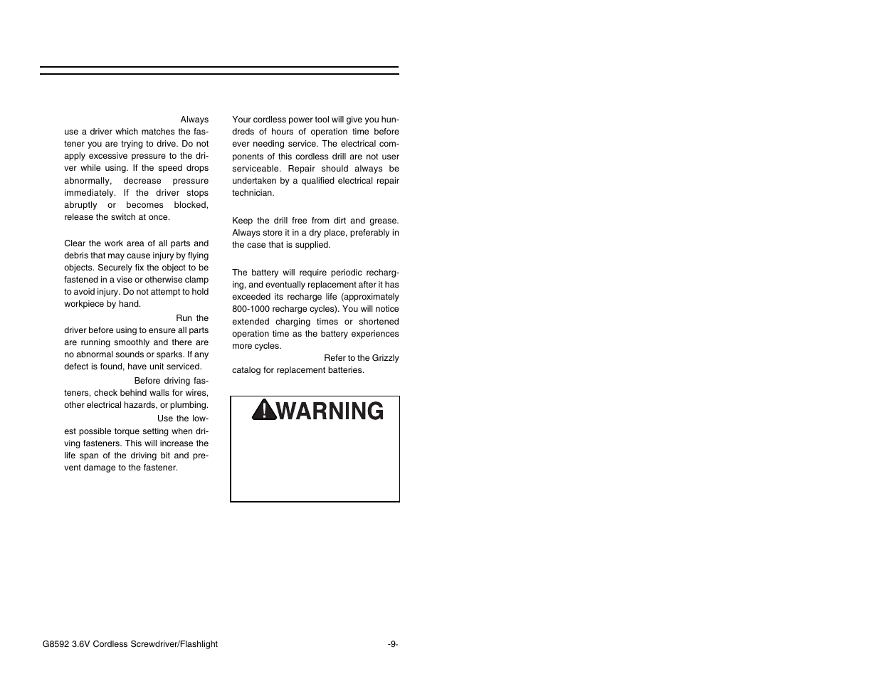 Operating tips and maintenance, Maintenance, Operating guides and tips | Grizzly Model G8592 User Manual | Page 9 / 12