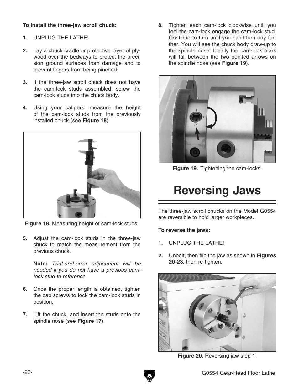 Reversing jaws | Grizzly G0554 User Manual | Page 24 / 92