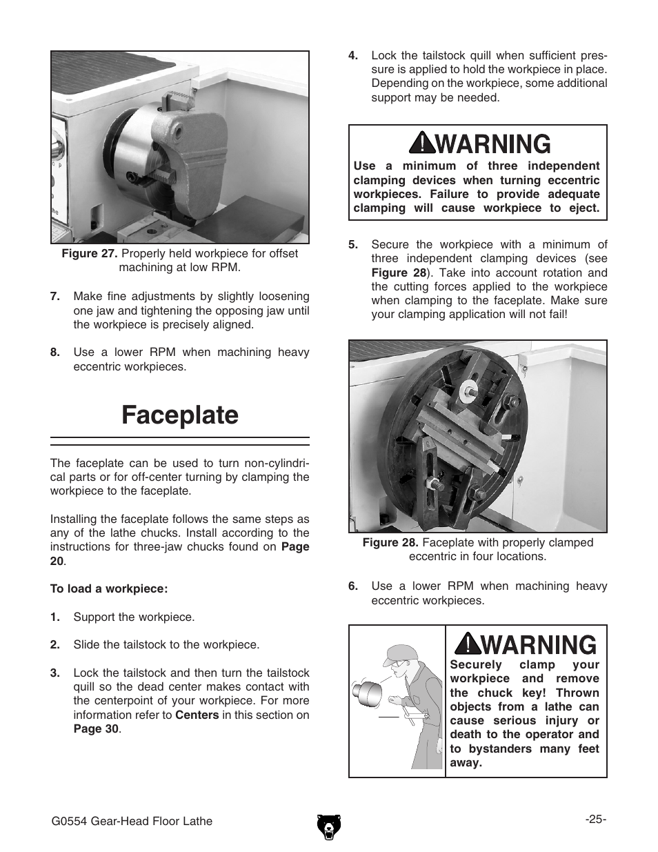 Faceplate | Grizzly G0554 User Manual | Page 27 / 92