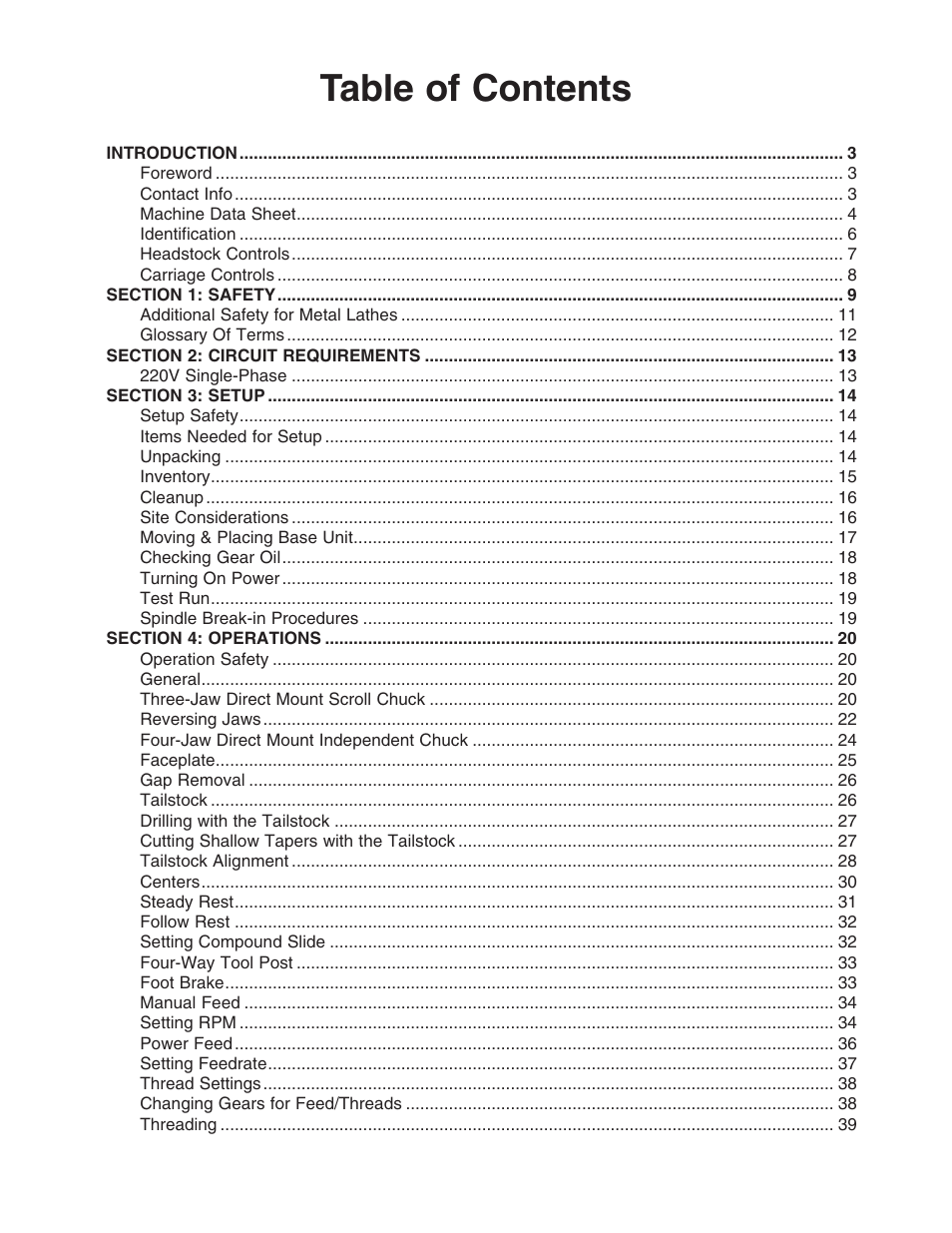 Grizzly G0554 User Manual | Page 3 / 92