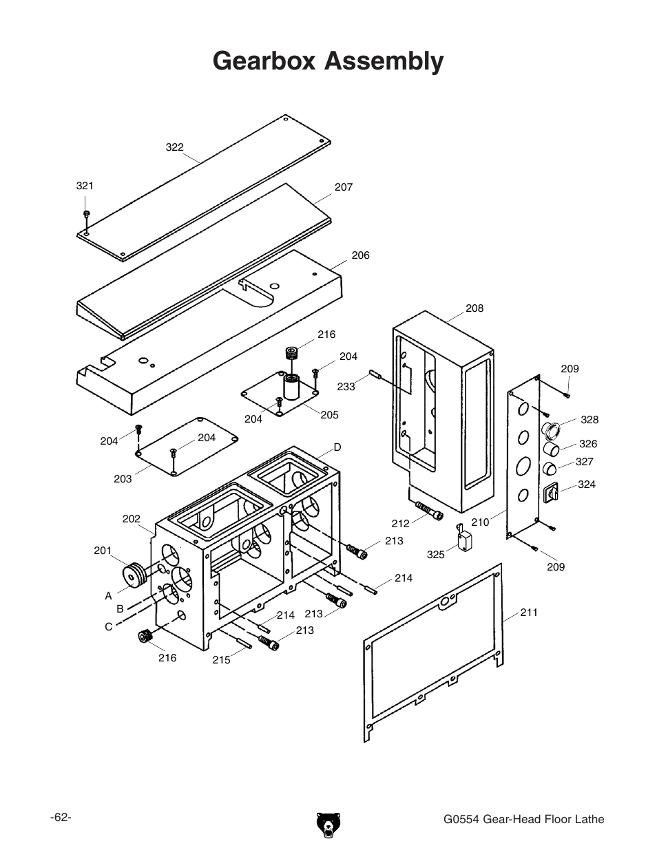 Gearbox assembly | Grizzly G0554 User Manual | Page 64 / 92