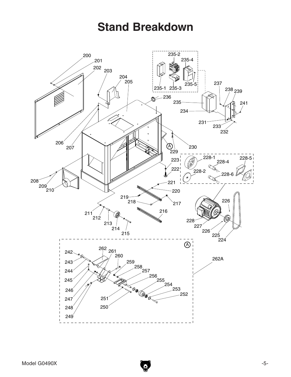 Stand breakdown | Grizzly G0490X User Manual | Page 4 / 6