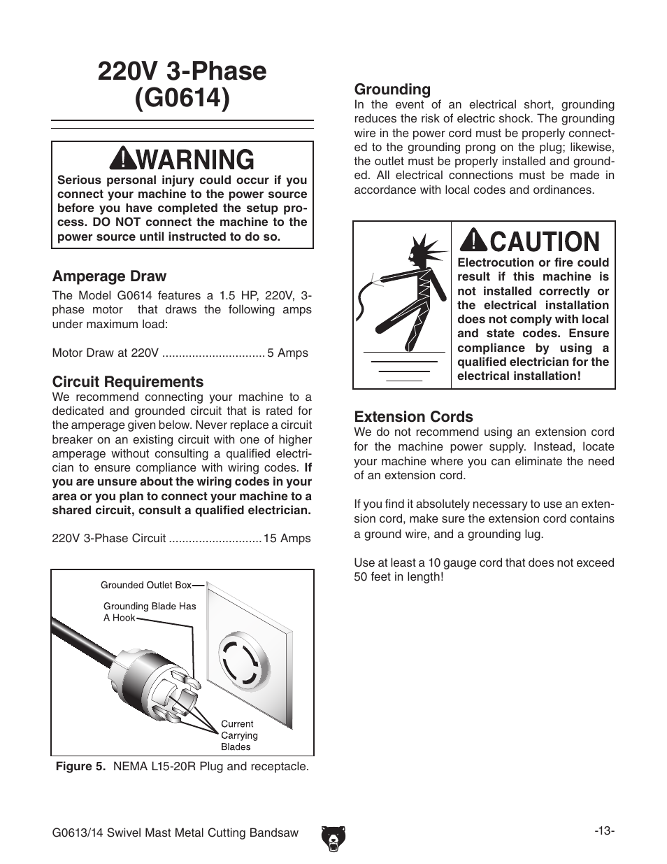 Grizzly G0613/G0614 User Manual | Page 15 / 68