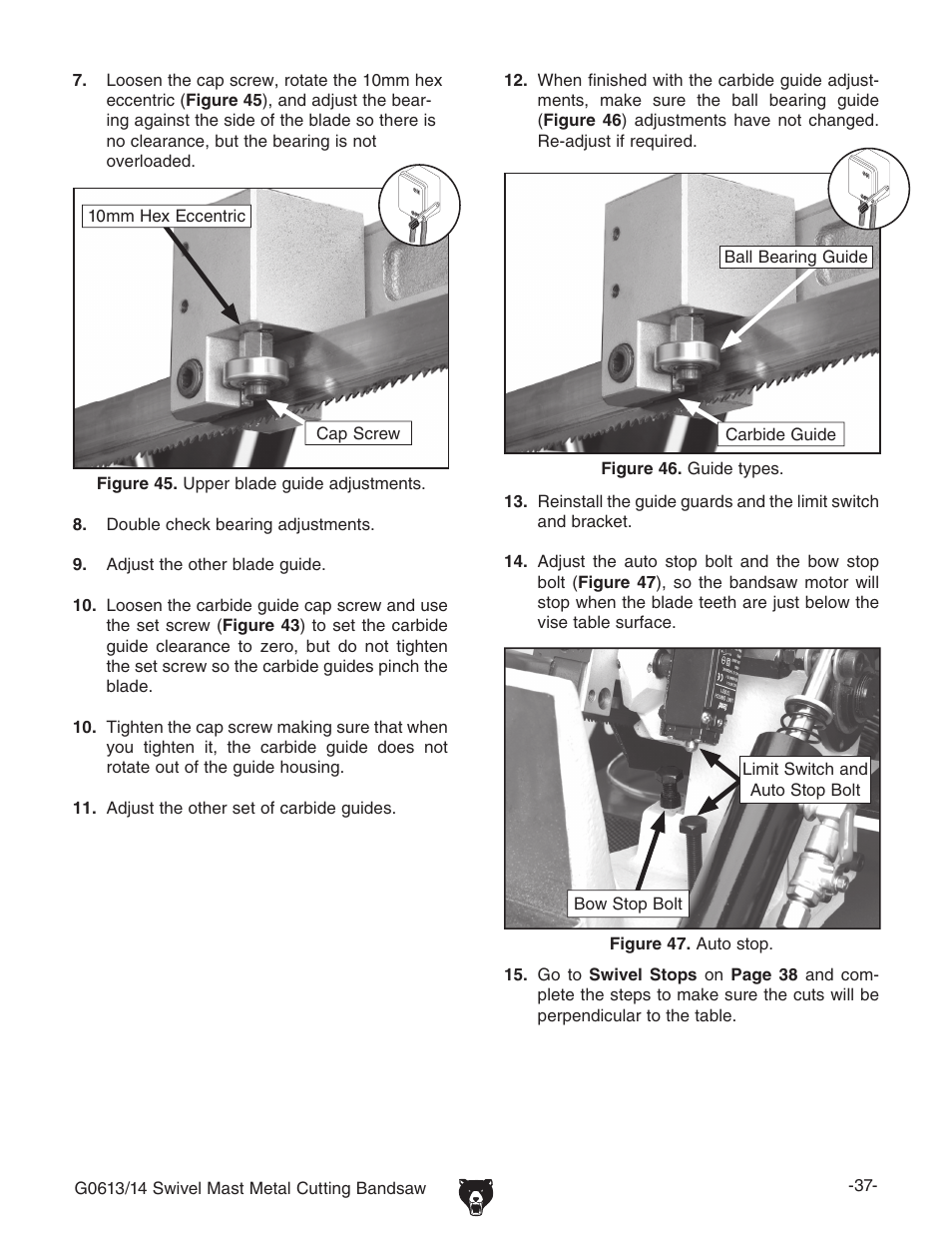 Grizzly G0613/G0614 User Manual | Page 39 / 68