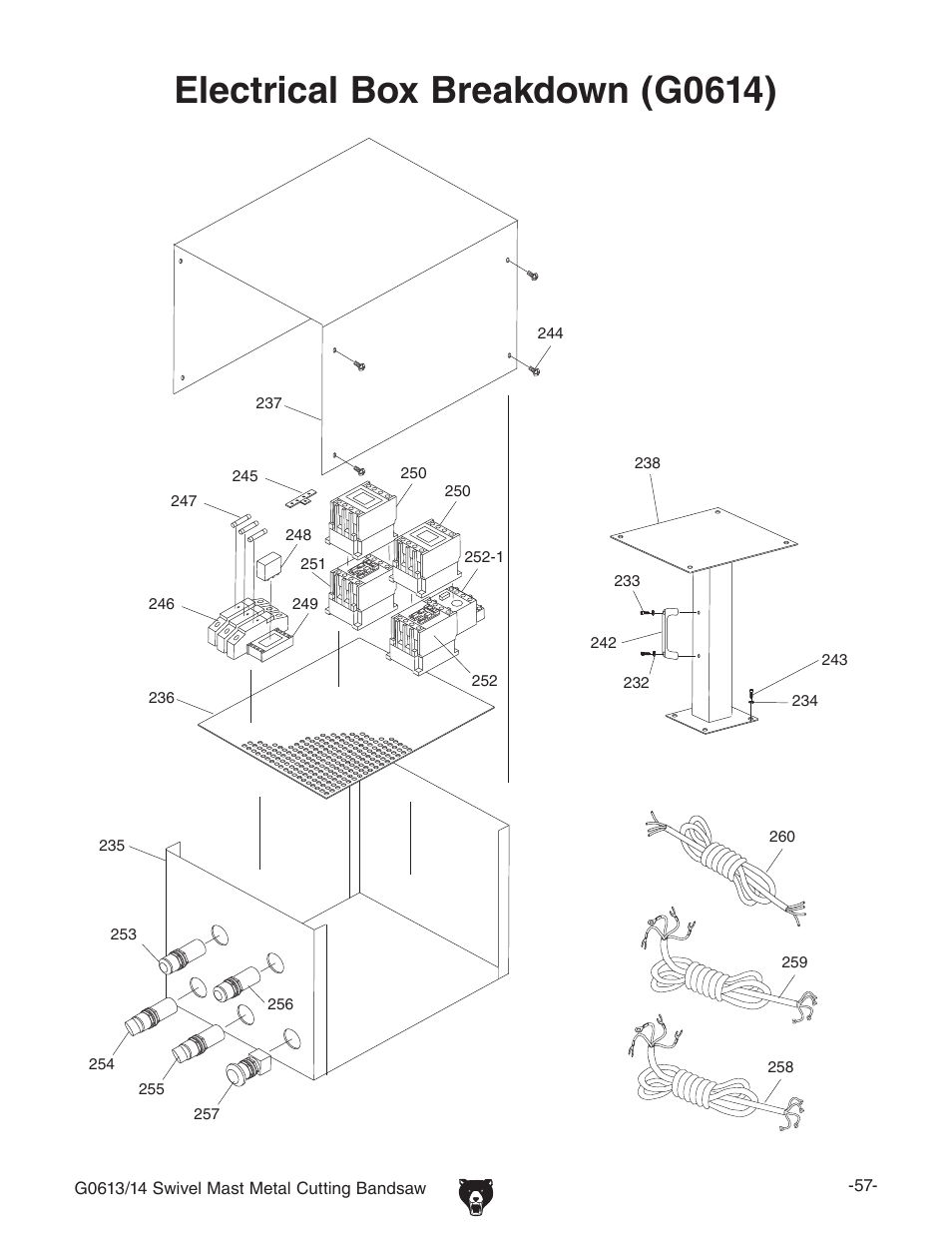 Electrical box breakdown (g0614) | Grizzly G0613/G0614 User Manual | Page 59 / 68