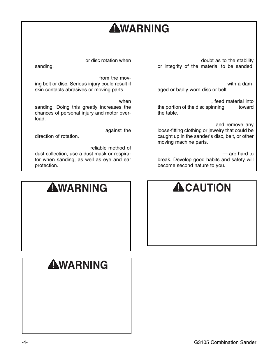 Additional safety instructions for sanders | Grizzly G3105 User Manual | Page 6 / 26