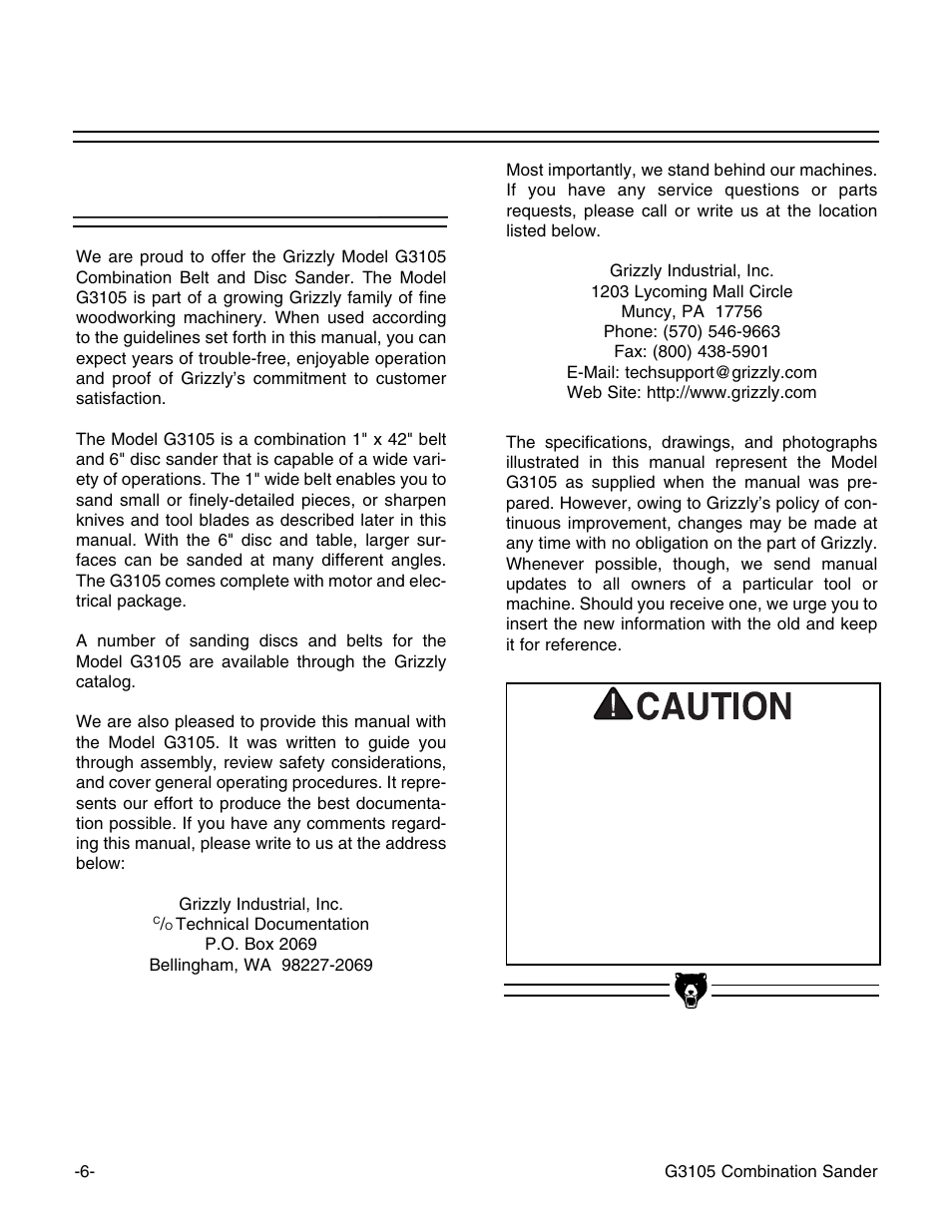 Commentary | Grizzly G3105 User Manual | Page 8 / 26