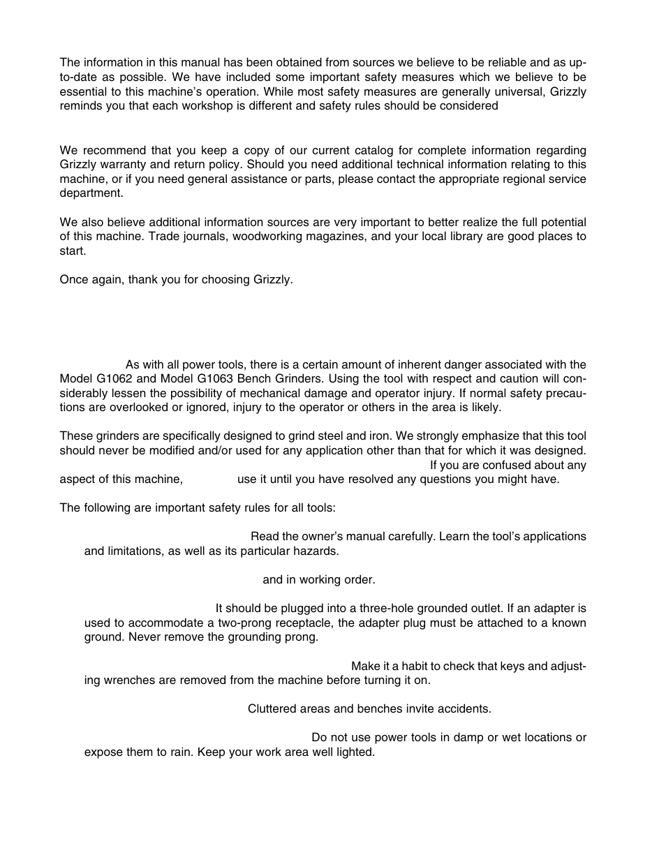 Iii. safety rules for all tools | Grizzly G1062 User Manual | Page 5 / 13