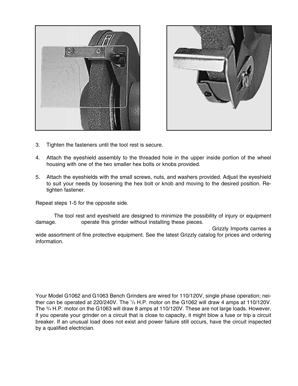 Vii. electrical service requirements, A. circuit loading | Grizzly G1062 User Manual | Page 8 / 13