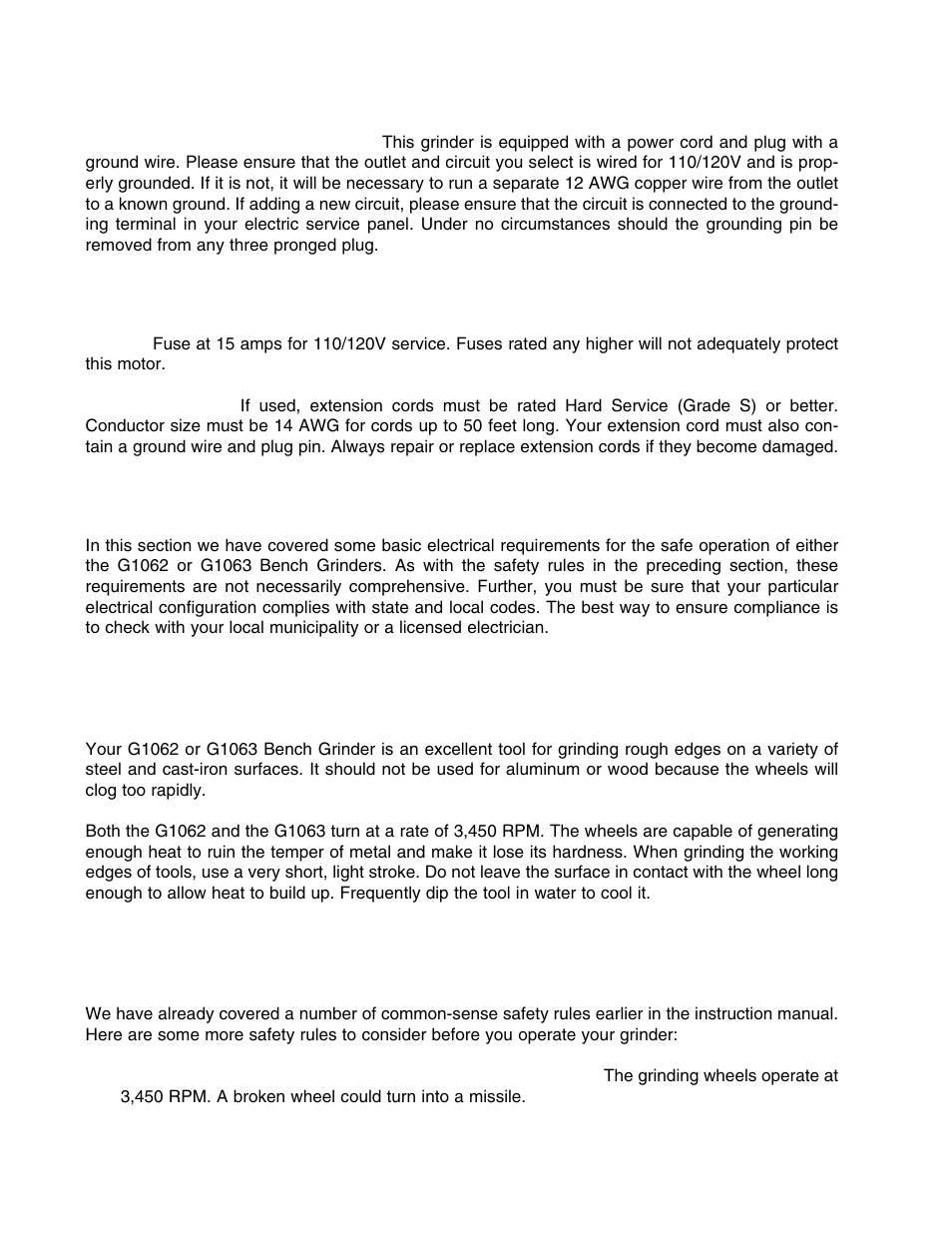 Viii. operation, Ix. grinder safety rules | Grizzly G1062 User Manual | Page 9 / 13
