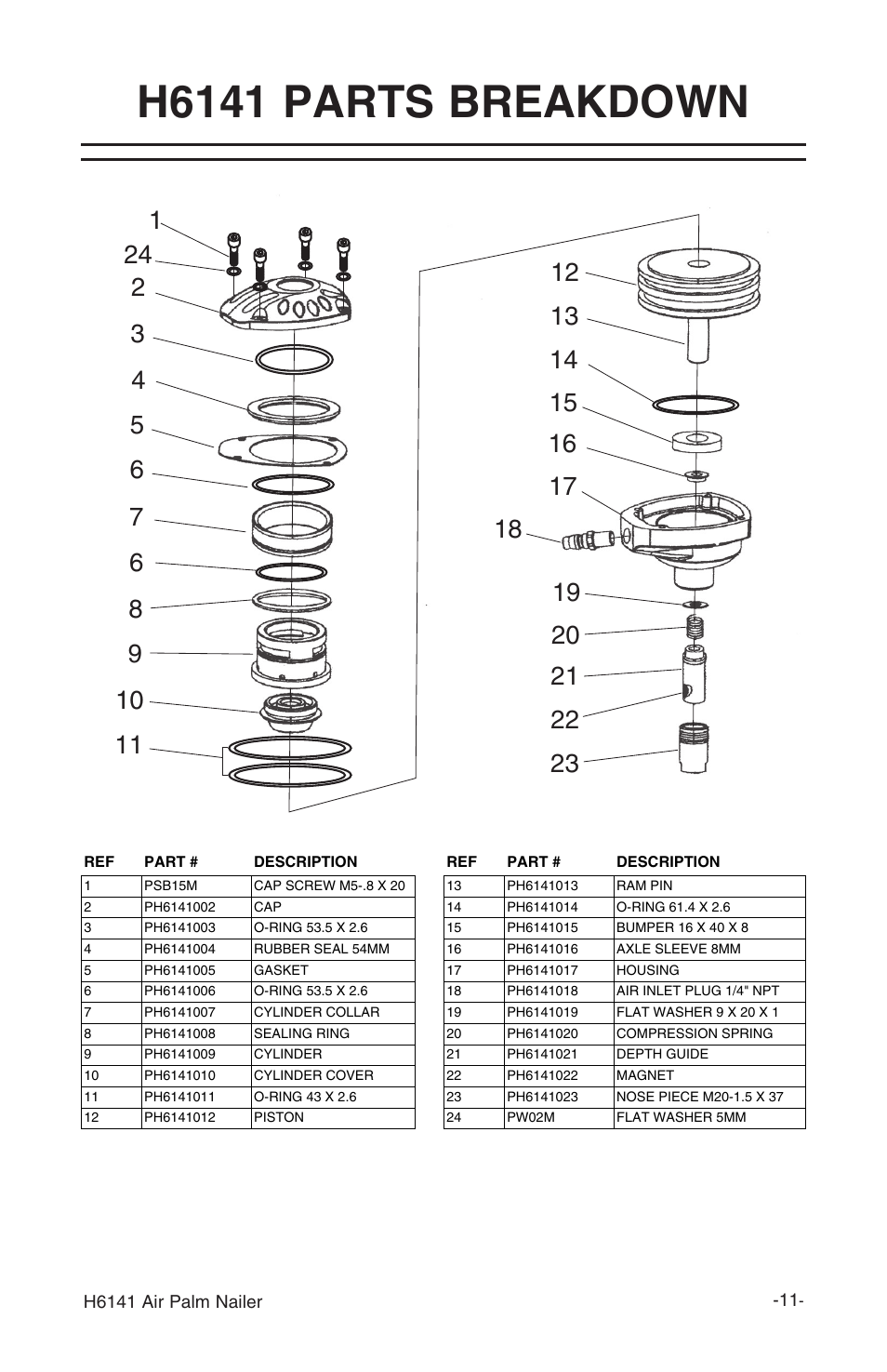 H6141 parts breakdown | Grizzly H6141 User Manual | Page 11 / 16