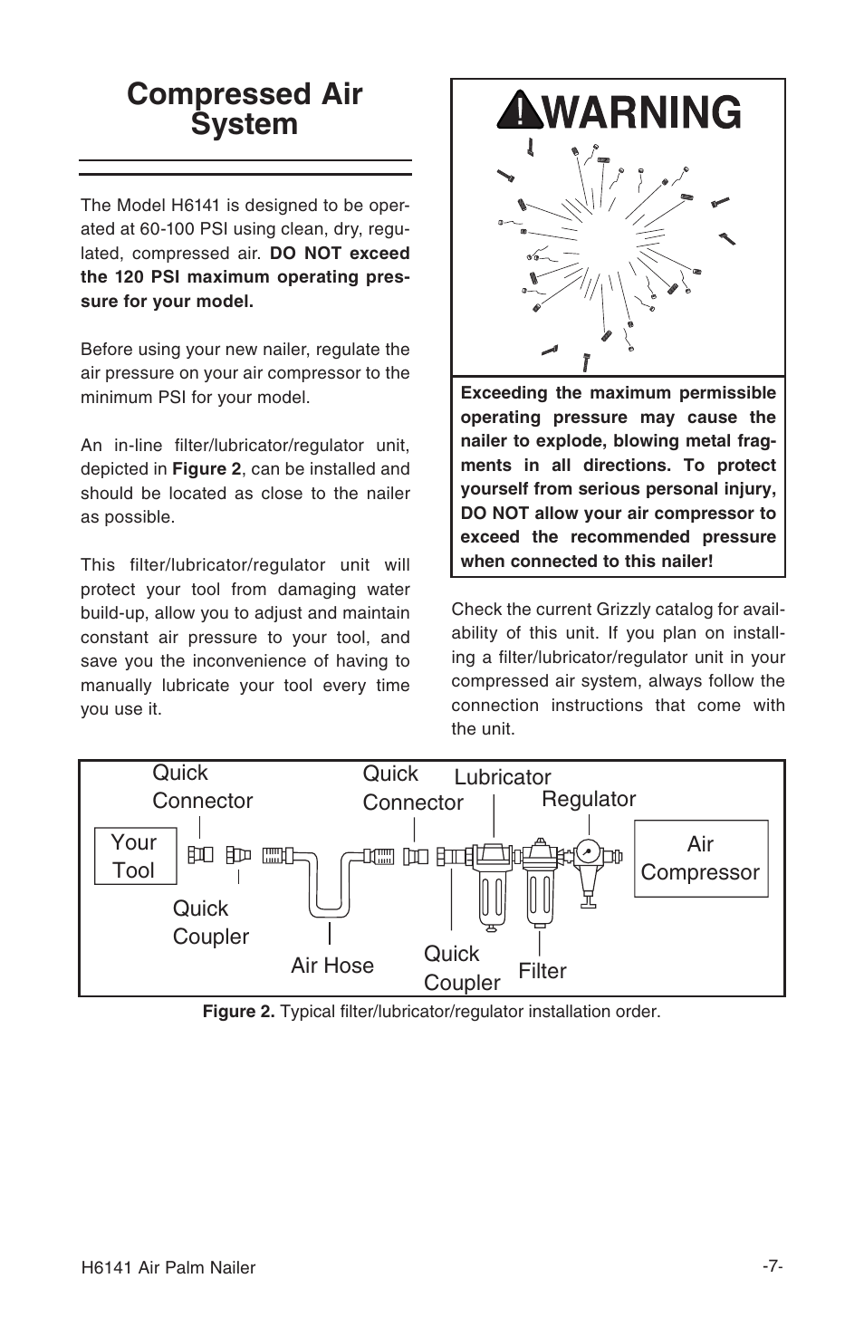 Compressed air system | Grizzly H6141 User Manual | Page 7 / 16