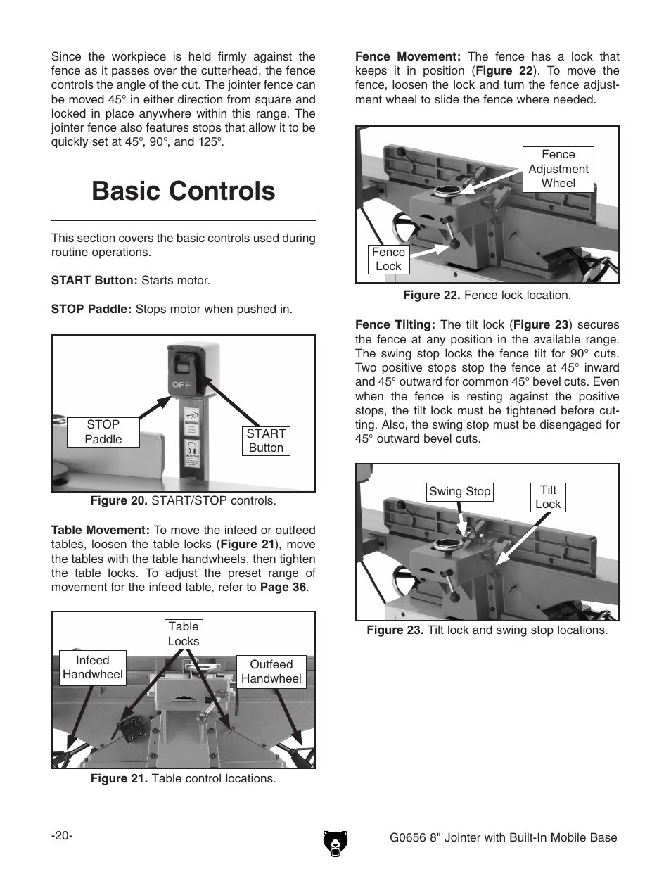 Basic controls | Grizzly G0656 User Manual | Page 22 / 52