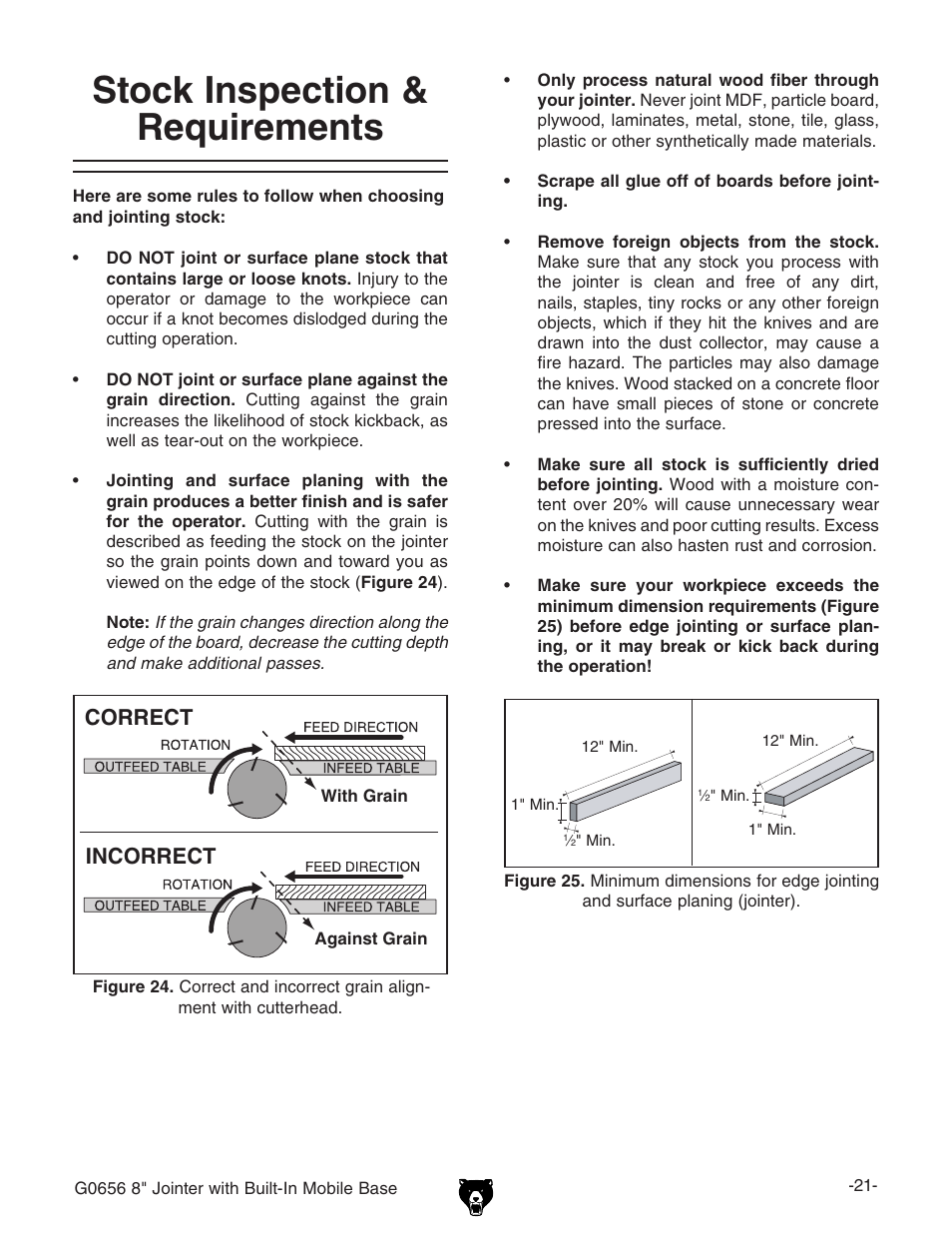 Stock inspection & requirements | Grizzly G0656 User Manual | Page 23 / 52