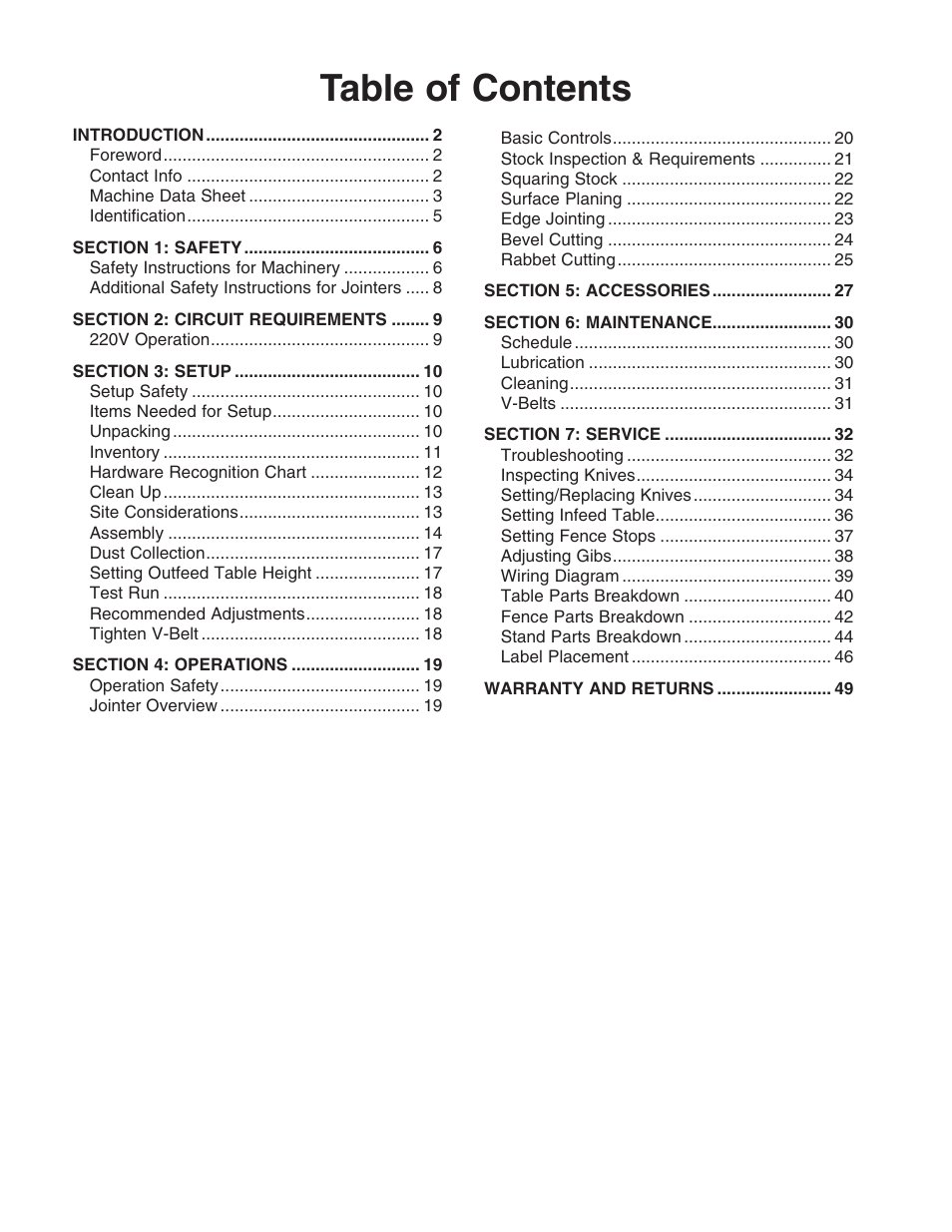 Grizzly G0656 User Manual | Page 3 / 52