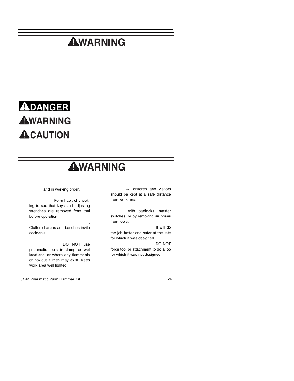 Safety, Notice, Safety instructions for pneumatic tools | Grizzly Model H3142 User Manual | Page 3 / 16