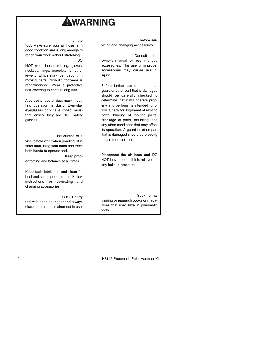 Safety instructions for pneumatic tools | Grizzly Model H3142 User Manual | Page 4 / 16
