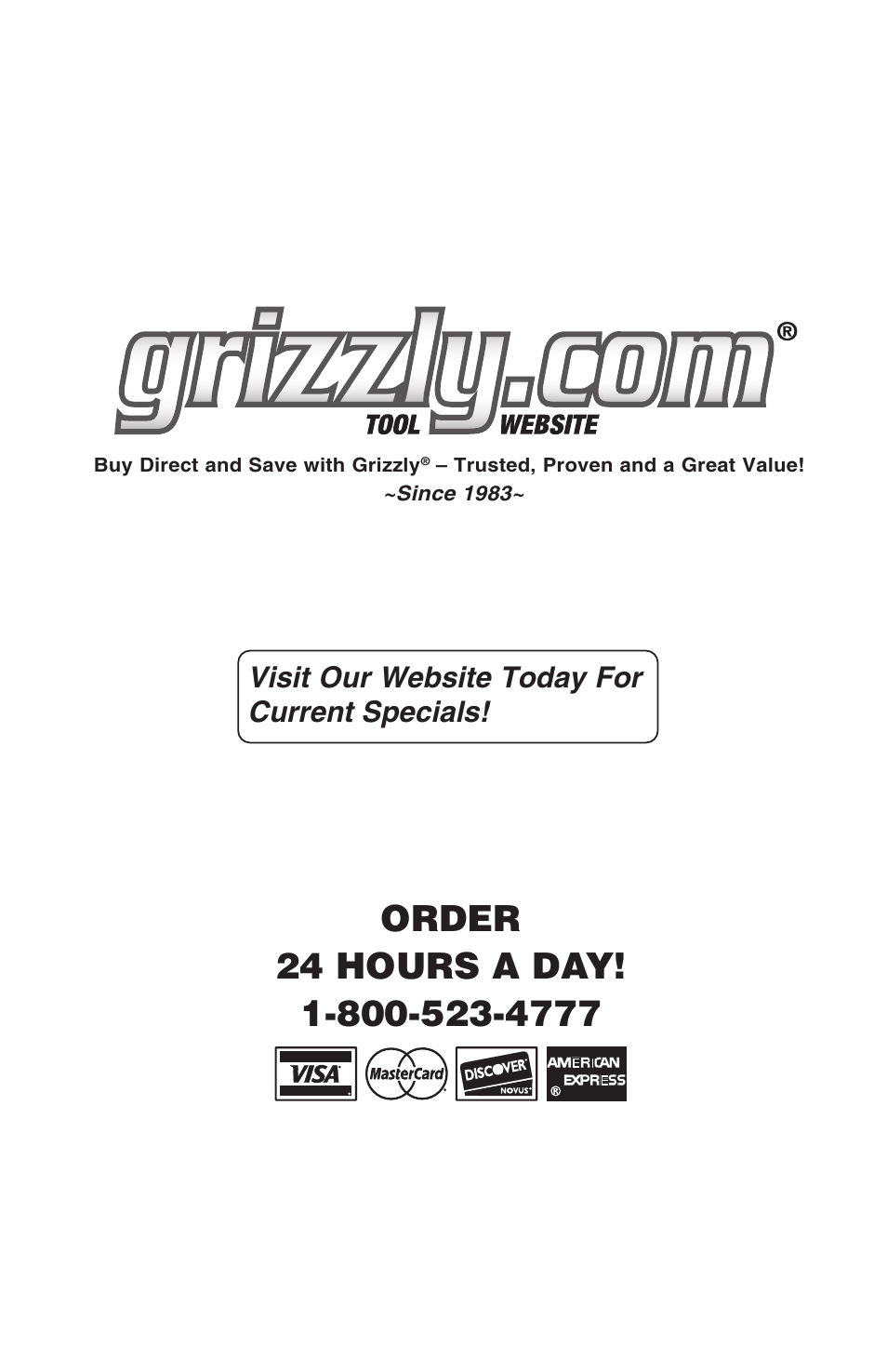 Visit our website today for current specials | Grizzly 4" User Manual | Page 24 / 24