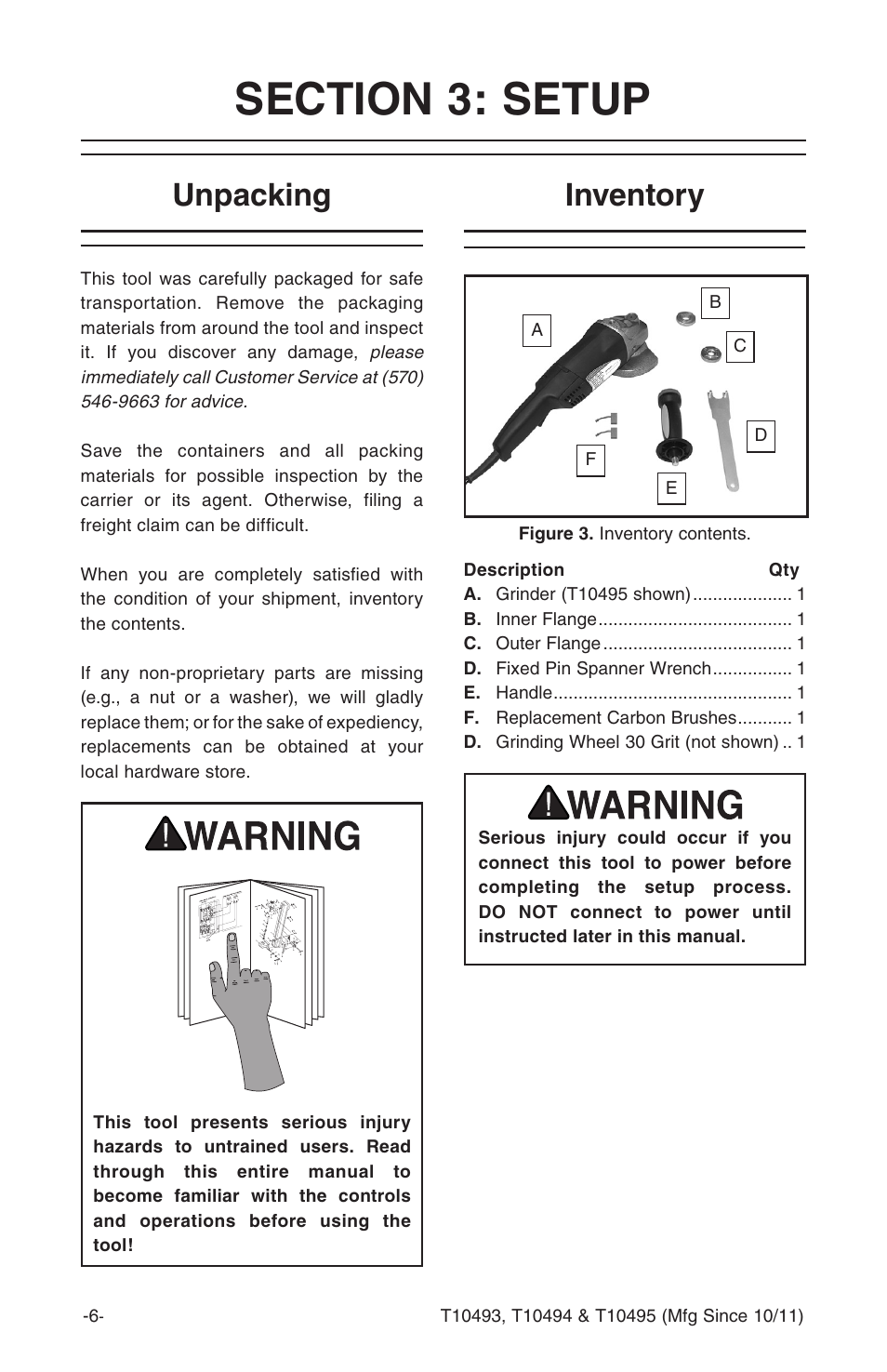 Inventory, Unpacking | Grizzly 4" User Manual | Page 8 / 24