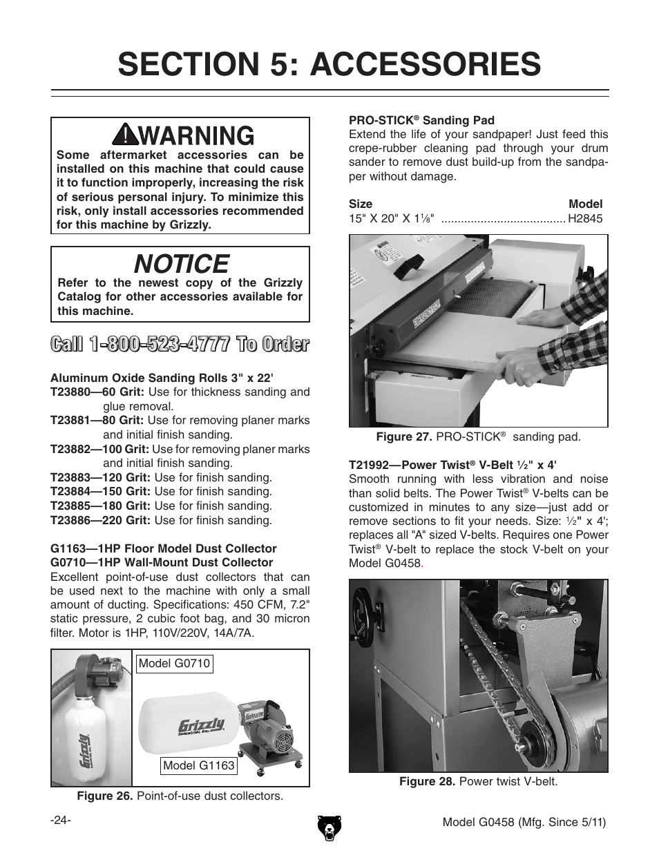 Notice | Grizzly G0458 User Manual | Page 26 / 48