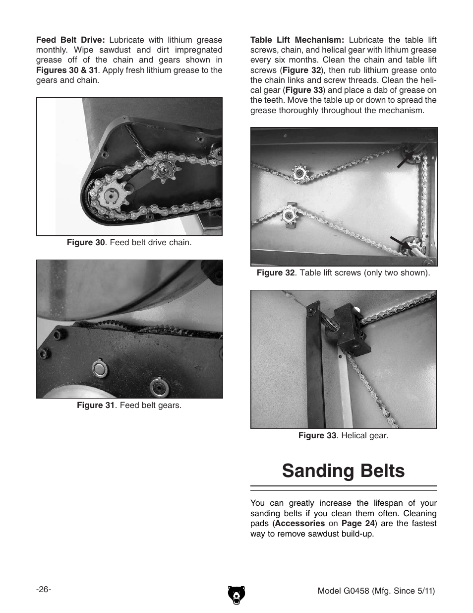 Sanding belts | Grizzly G0458 User Manual | Page 28 / 48