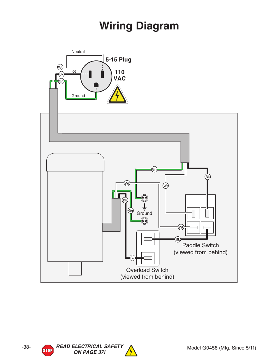 Wiring diagram | Grizzly G0458 User Manual | Page 40 / 48