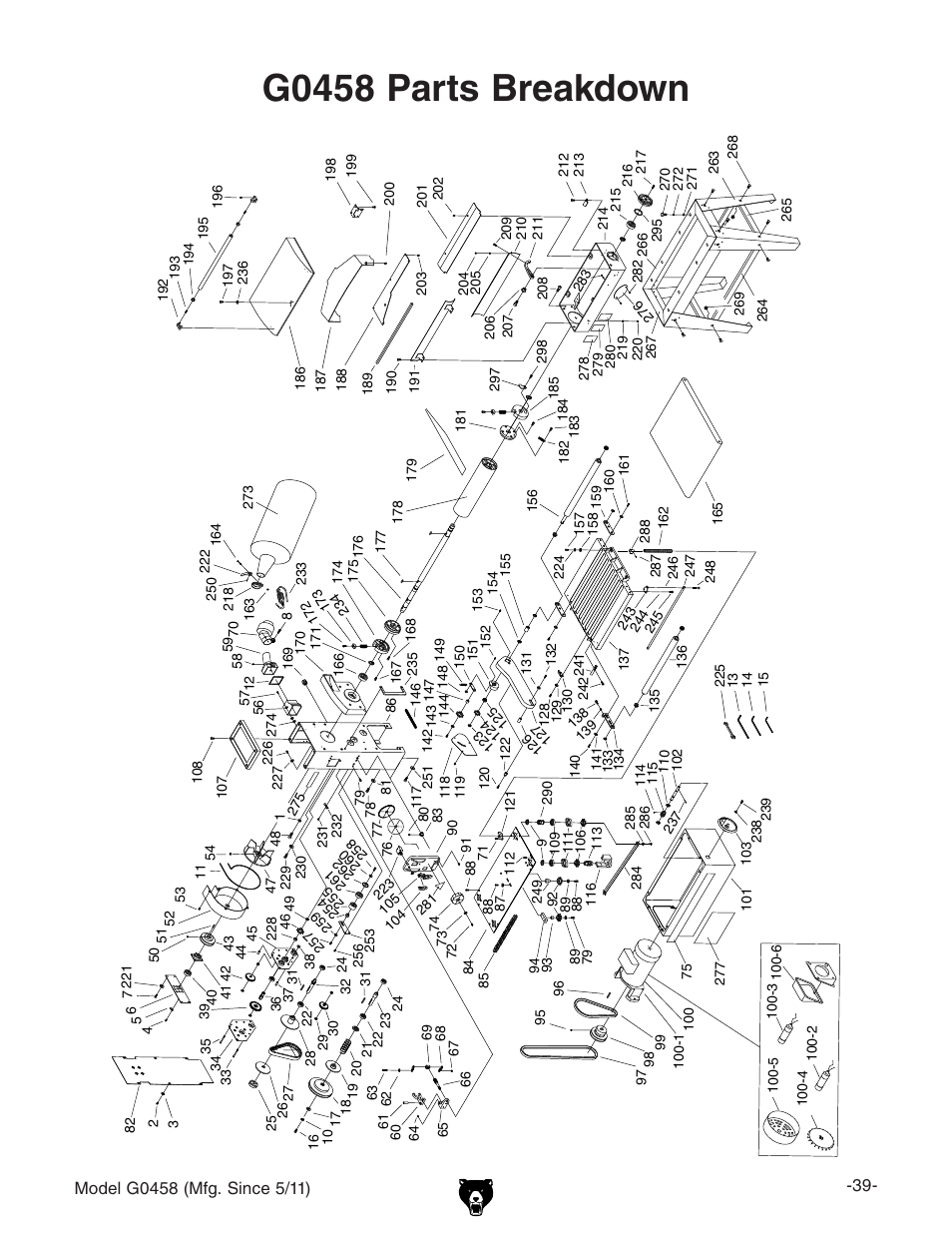 G0458 parts breakdown | Grizzly G0458 User Manual | Page 41 / 48