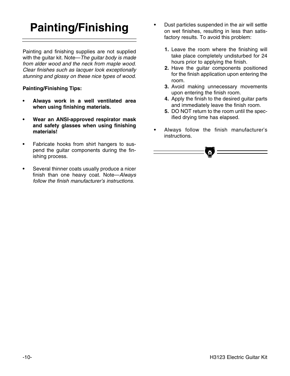 Painting/finishing | Grizzly H3123 User Manual | Page 12 / 32