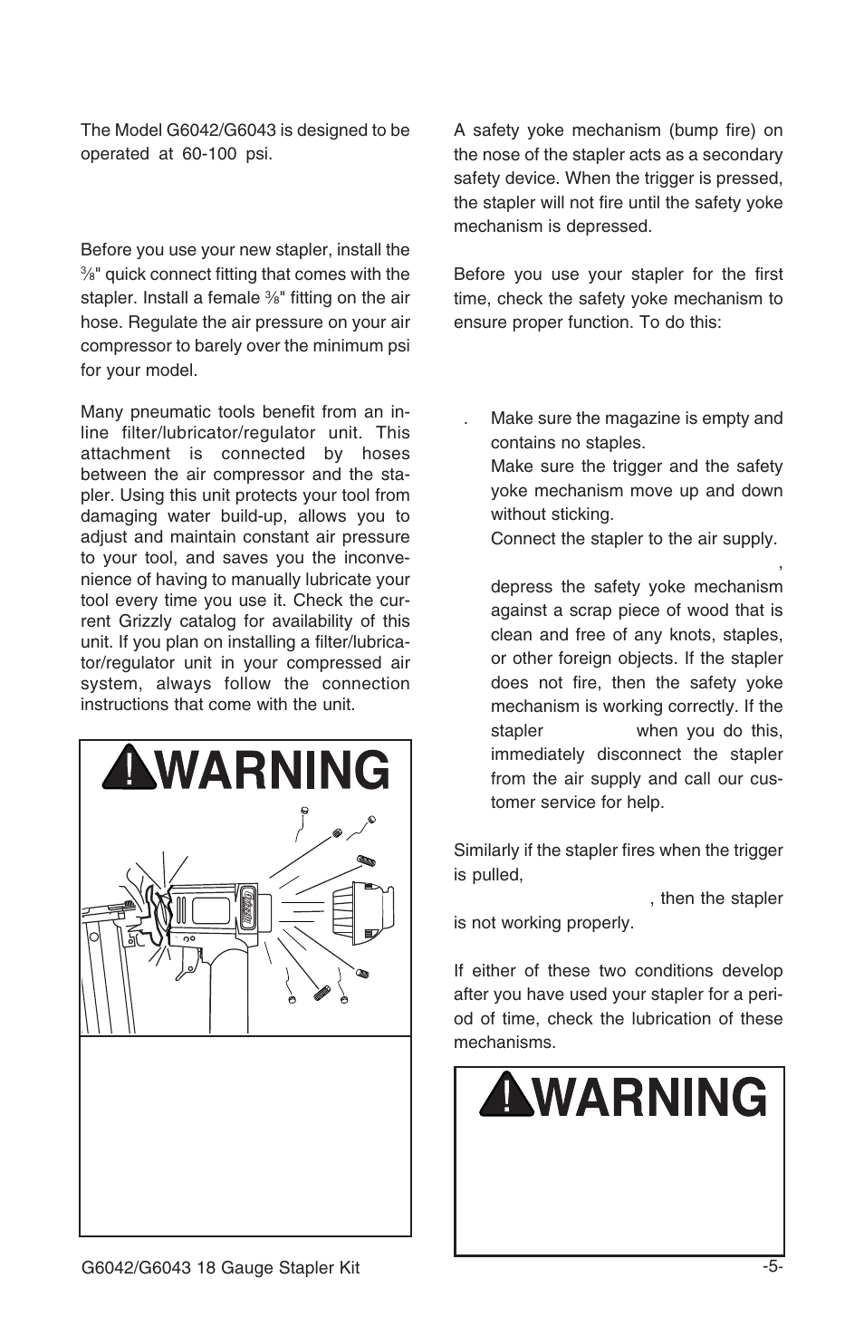 Compressed air system safety yoke mechanism | Grizzly G6043 User Manual | Page 6 / 20