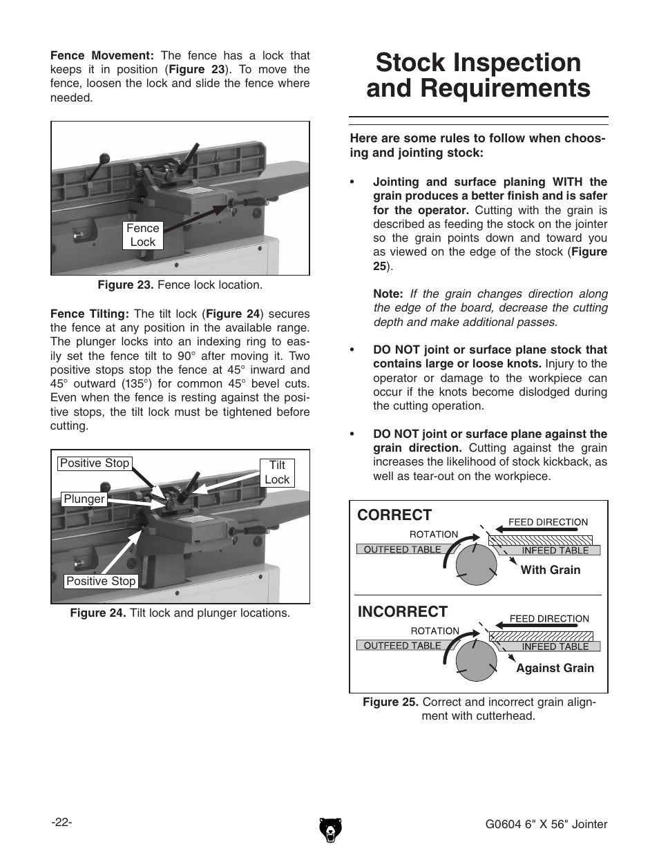 Stock inspection and requirements | Grizzly G0604 User Manual | Page 24 / 56