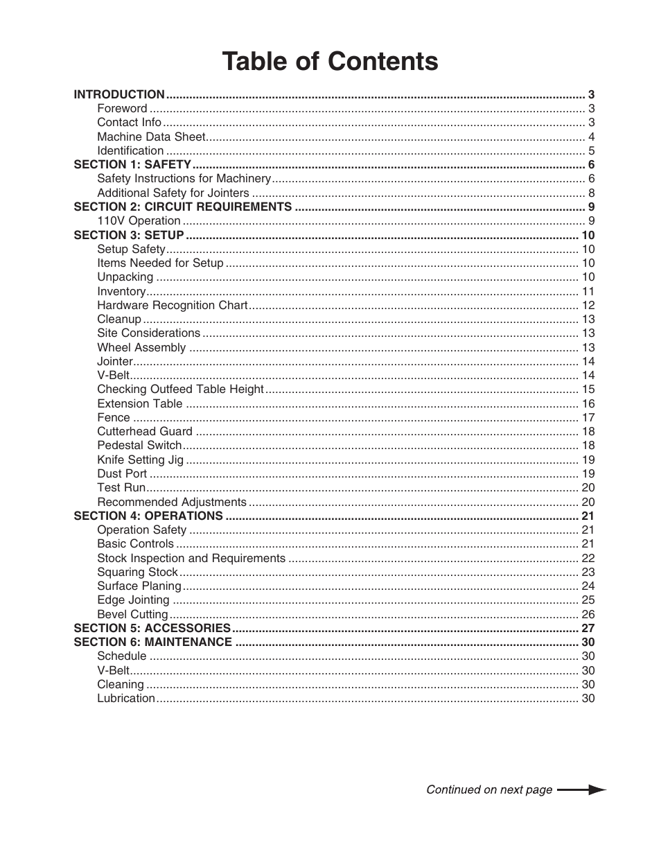 Grizzly G0604 User Manual | Page 3 / 56