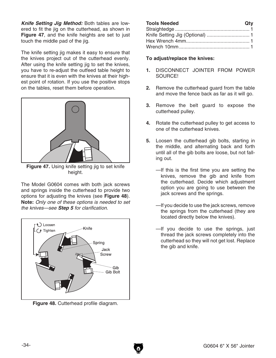 Grizzly G0604 User Manual | Page 36 / 56